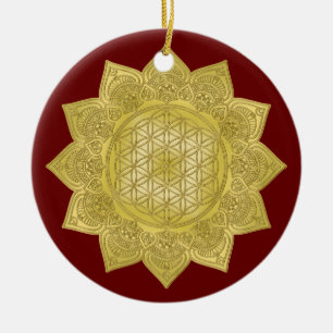 Flower Of Life - Indian Mandala 4 Ceramic Ornament