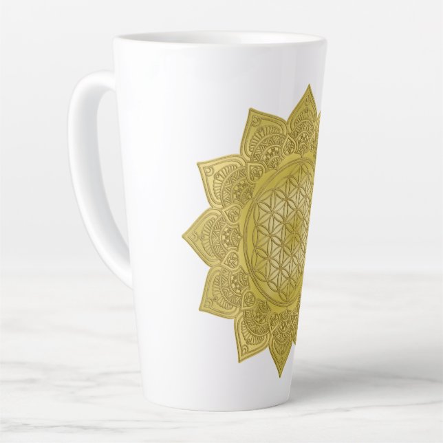Flower Of Life - Indian Mandala 4 Latte Mug (Left Angle)
