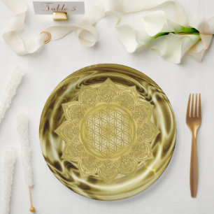 Flower Of Life - Indian Mandala 4 Paper Plate
