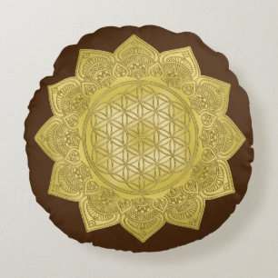 Flower Of Life - Indian Mandala 4 Round Pillow