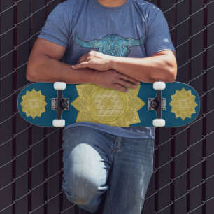 Flower Of Life - Indian Mandala 4 Skateboard
