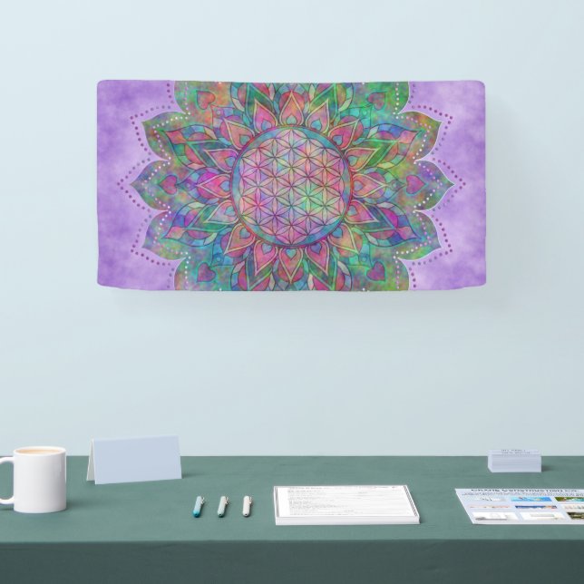 Flower Of Life - Indian Mandala 7c Banner (Tradeshow)