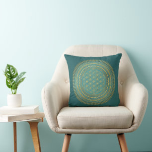 Flower Of Life - Indigenous Mandala 1 Throw Pillow