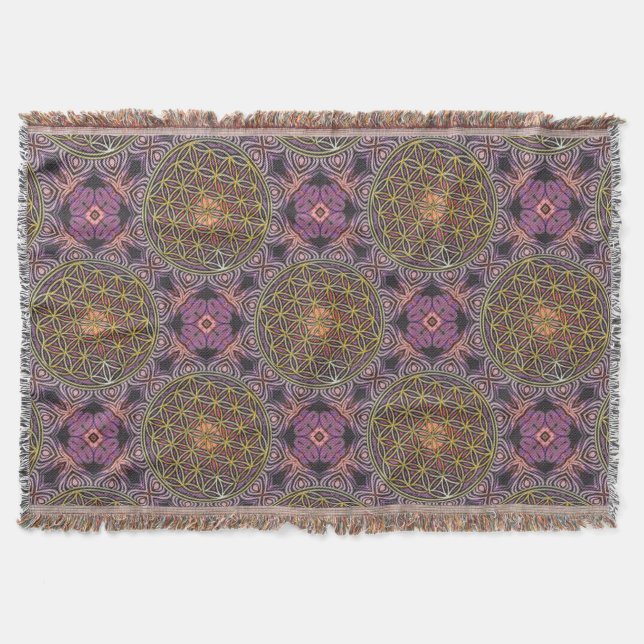 Flower Of Life - knitting seamless pattern V Throw Blanket (Front)
