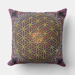 Flower Of Life - knitting seamless pattern V Throw Pillow