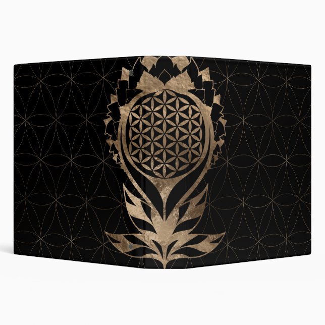 Flower of Life Lotus - Black and Gold Binder (Background)