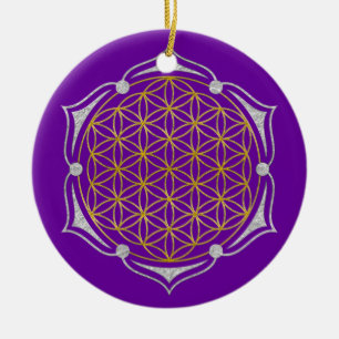 Flower Of Life - Lotus gold silver Ceramic Ornament