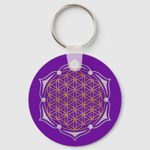 Flower Of Life - Lotus gold silver Keychain