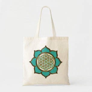 Flower of life Lotus - turquoise Tote Bag