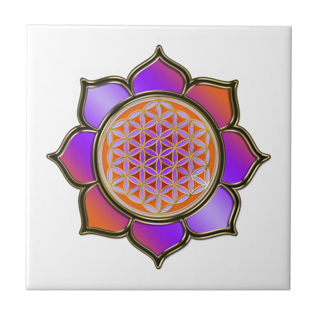 FLOWER OF LIFE - LOTUS violet Tile (Front)