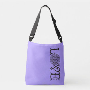 Flower Of Life - LOVE lettering tattoo black Crossbody Bag