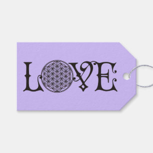 Flower Of Life - LOVE lettering tattoo black Gift Tags