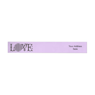 Flower Of Life - LOVE lettering tattoo black Wraparound Address Label