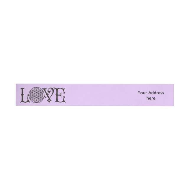 Flower Of Life - LOVE lettering tattoo black Wraparound Address Label (Individual)