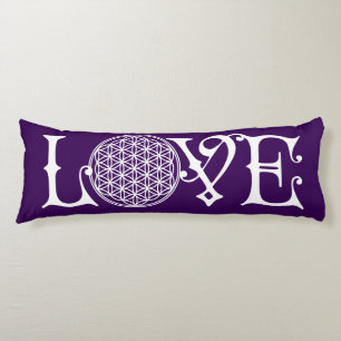 Flower Of Life - LOVE lettering tattoo white Body Pillow