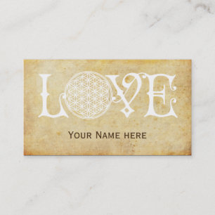 Flower Of Life - LOVE lettering tattoo white Business Card