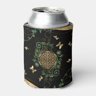 Flower of Life  - Malachite Swirl and Butterflies Can Cooler