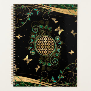 Flower of Life  - Malachite Swirl and Butterflies Planner