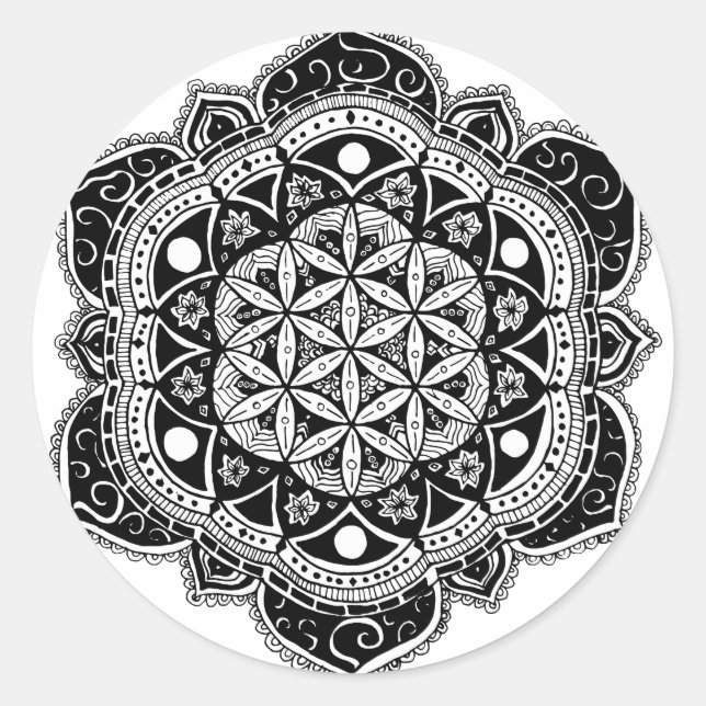 Flower of life Mandala Classic Round Sticker (Front)