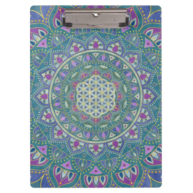 Flower Of Life - Mandala India Style 1 Clipboard (Front)