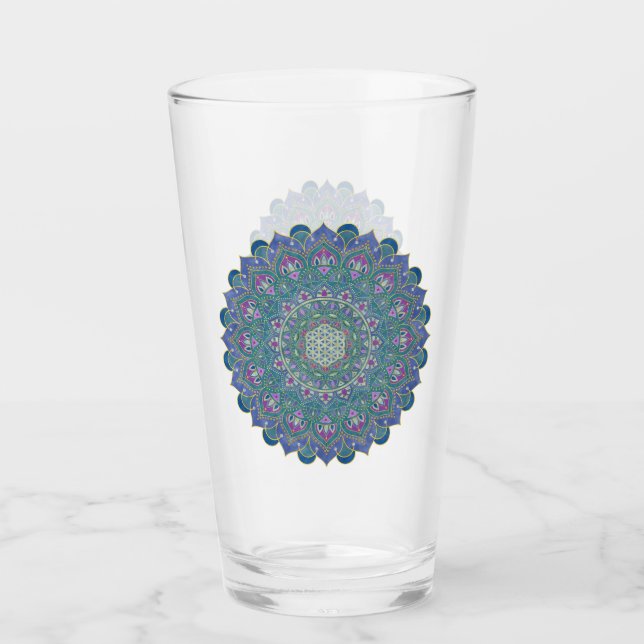 Flower Of Life - Mandala India Style 1 Glass (Front)