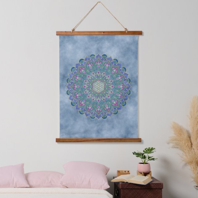 Flower Of Life - Mandala India Style 1 Hanging Tapestry (Bedroom)