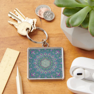 Flower Of Life - Mandala India Style 1 Keychain