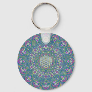 Flower Of Life - Mandala India Style 1 Keychain