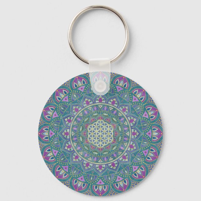 Flower Of Life - Mandala India Style 1 Keychain (Front)