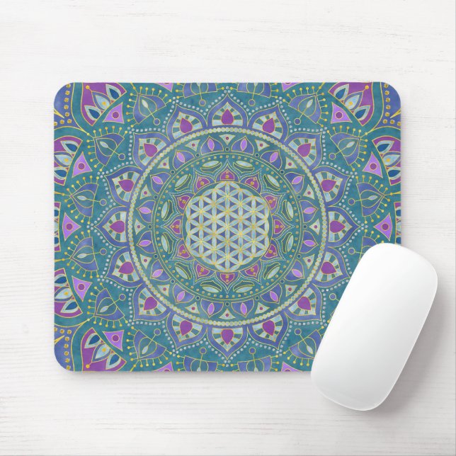 Flower Of Life - Mandala India Style 1 Mouse Pad (With Mouse)