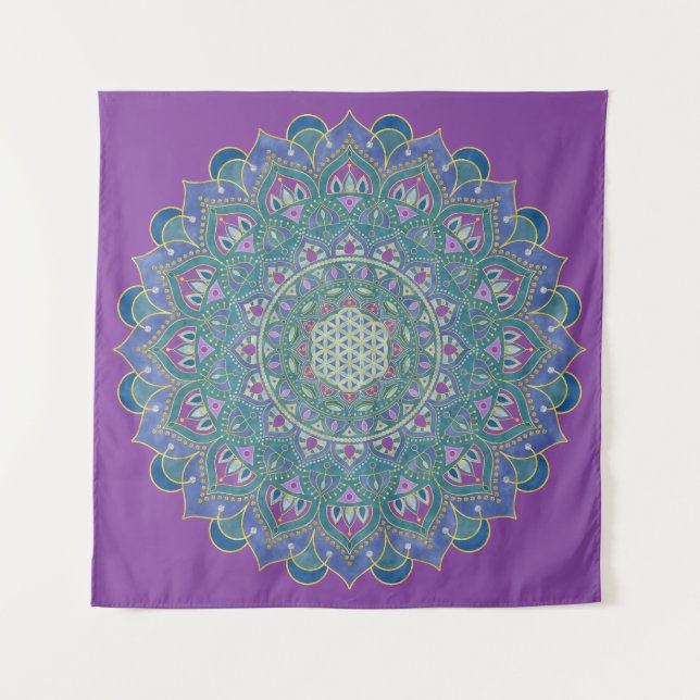 Flower Of Life - Mandala India Style 1 Tapestry (Front)