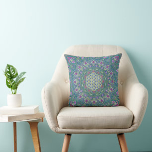 Flower Of Life - Mandala India Style 1 Throw Pillow