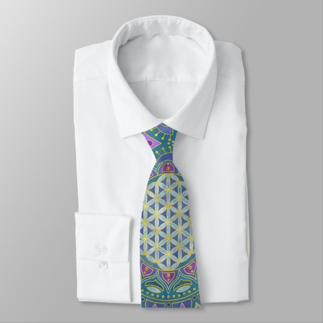 Flower Of Life - Mandala India Style 1 Tie (Tied)
