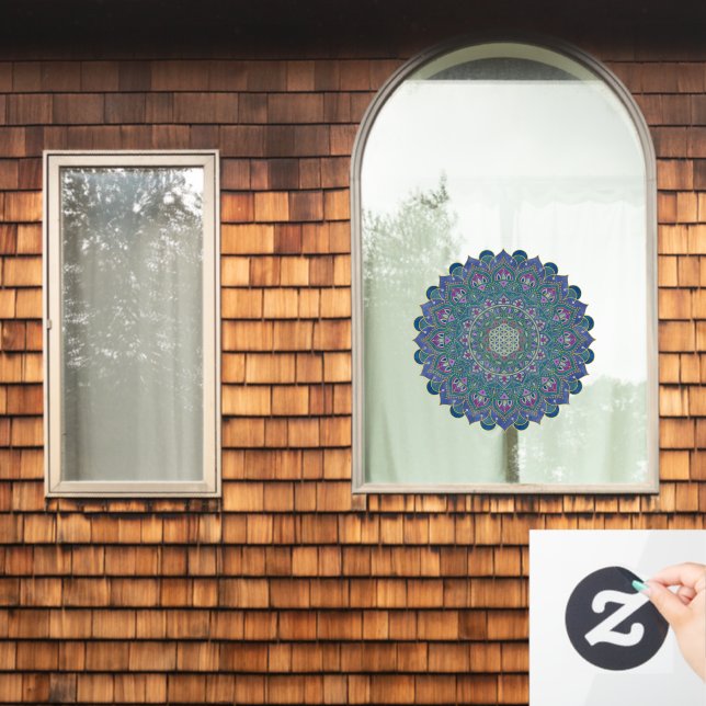 Flower Of Life - Mandala India Style 1 Window Cling (Home Window)