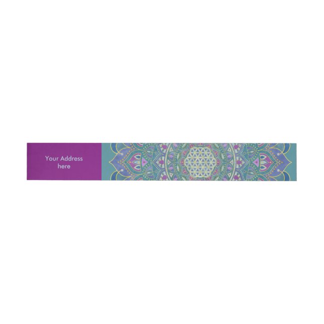 Flower Of Life - Mandala India Style 1 Wraparound Address Label (Individual)