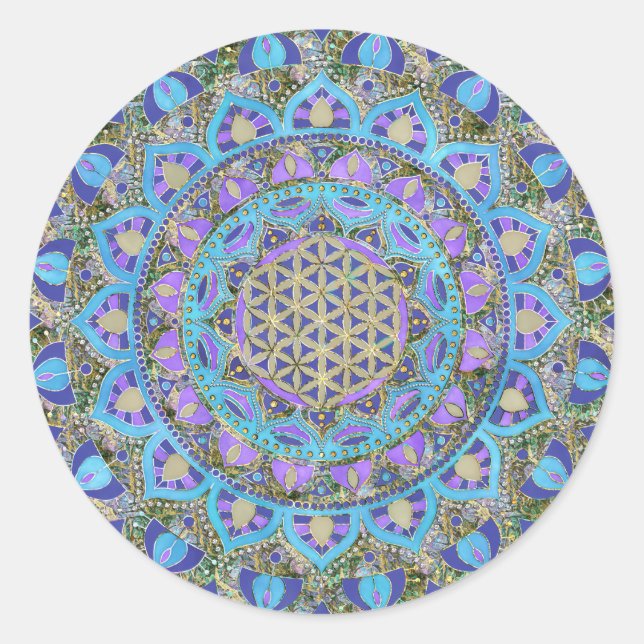 Flower Of Life - Mandala India Style 2 Classic Round Sticker (Front)