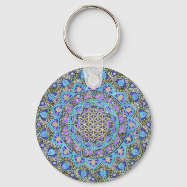 Flower Of Life - Mandala India Style 2 Keychain (Front)