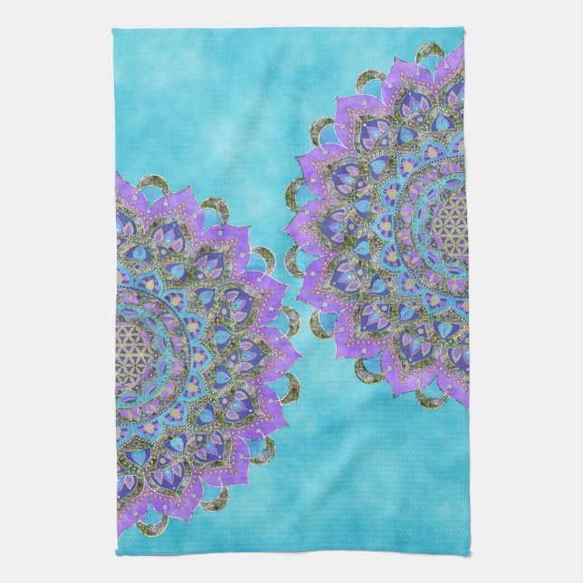 Flower Of Life - Mandala India Style 2 Kitchen Towel (Vertical)
