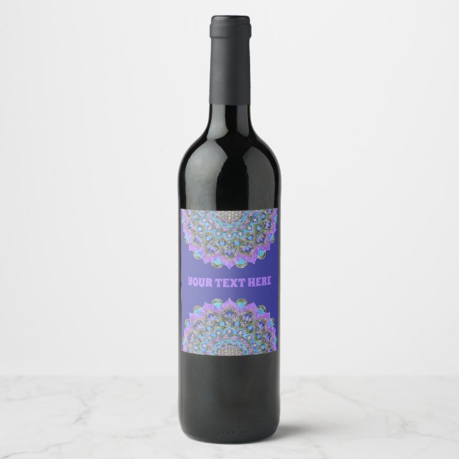 Flower Of Life - Mandala India Style 2 Wine Label (Front)