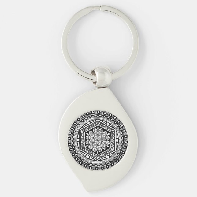 Flower of life mandala keychain (Front)