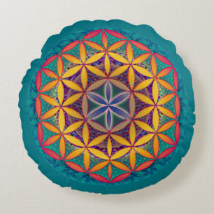 Flower of Life Mandala Round Pillow