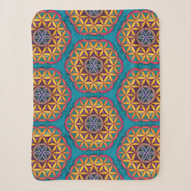 Flower of Life Mandala Sherpa Blanket (Front)