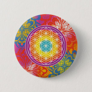 Flower of life mandala zen 2 inch round button