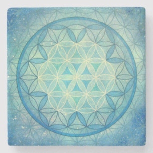 Flower of life marble coaster