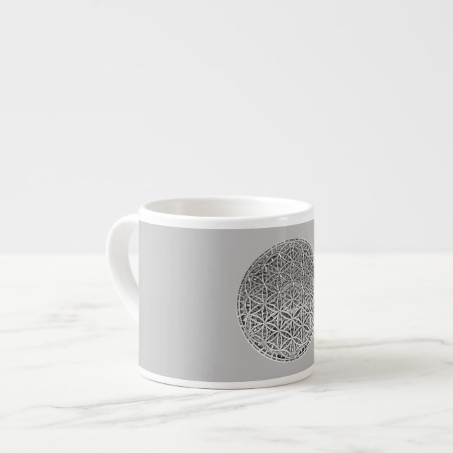 FLOWER OF LIFE - Medal Silver Espresso Cup (Front Left)