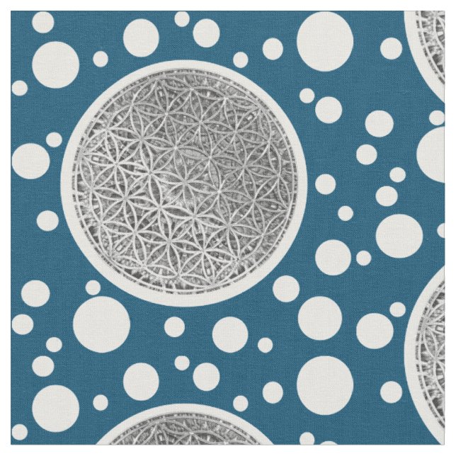 FLOWER OF LIFE - Medal Silver Fabric (Close Up)