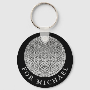 FLOWER OF LIFE - Medal Silver Keychain