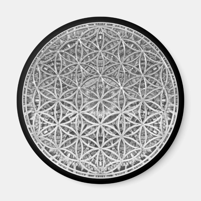 FLOWER OF LIFE - Medal Silver Magnet (Front)