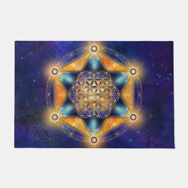 Flower of life Merkaba Star - Sacred Geometry Doormat (Front)