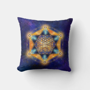 Flower of life Merkaba Star - Sacred Geometry Throw Pillow